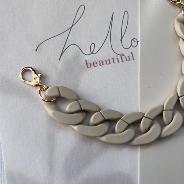 Цепочка брелок пластиковая бежевая матовая, 20 см