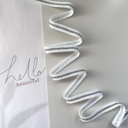 Тесьма текстильная  белая с цепочками шариками, 20 мм