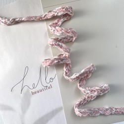 Тесьма нежно-розовая плетеная с бисером, 8 мм