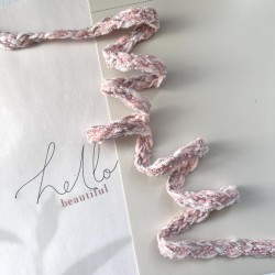 Тесьма нежно-розовая плетеная с бисером, 8 мм