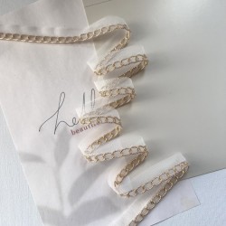 Тесьма кант из прозрачной сетки с легкой золотистой цепочкой