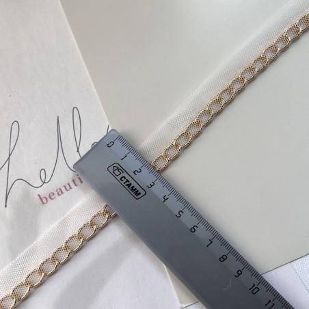 Тесьма кант из прозрачной сетки с легкой золотистой цепочкой