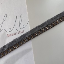 Тесьма кант из прозрачной сетки с легкой золотистой цепочкой