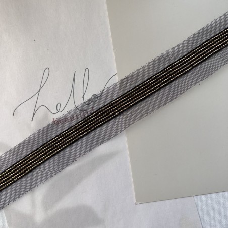 Тесьма из прозрачной сетки с легкими золотистыми цепочками шариками, 3,5 см