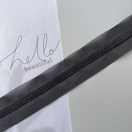 Тесьма на основе из органзы и сетки с легкими серебристыми цепочками шариками, 3,5 см