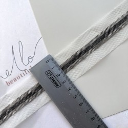 Тесьма на основе из органзы и сетки с легкими серебристыми цепочками шариками двух оттенков, 3,5 см