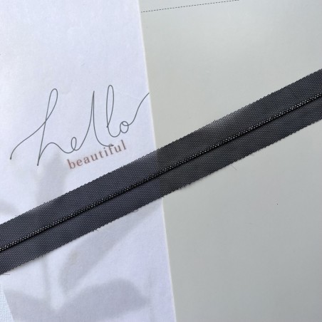 Тесьма на основе из органзы и сетки с легкими серебристыми цепочками шариками, 2,5 см