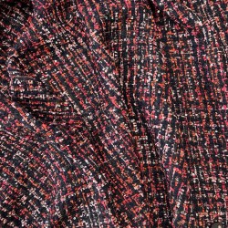 Твид черно-рыжий меланж с золотистыми пайетками