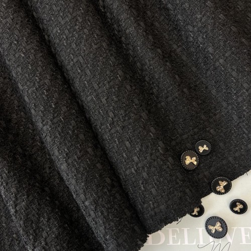 Ткань твид черный матовый