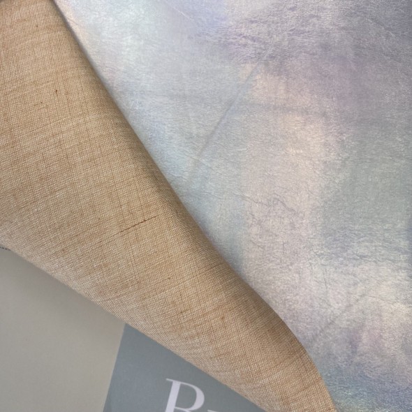 Экокожа плотная на текстильной основе, серебристый хамелеон