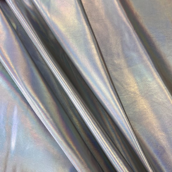 Экокожа плотная на текстильной основе, серебристый хамелеон