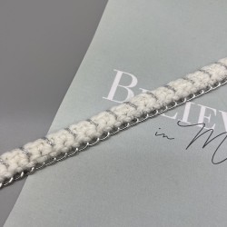 Тесьма плетеная текстильная с легкой серебристой цепочкой