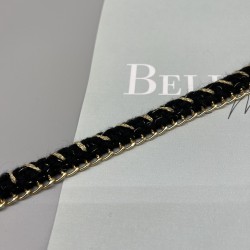 Тесьма плетеная текстильная с легкой золотистой цепочкой