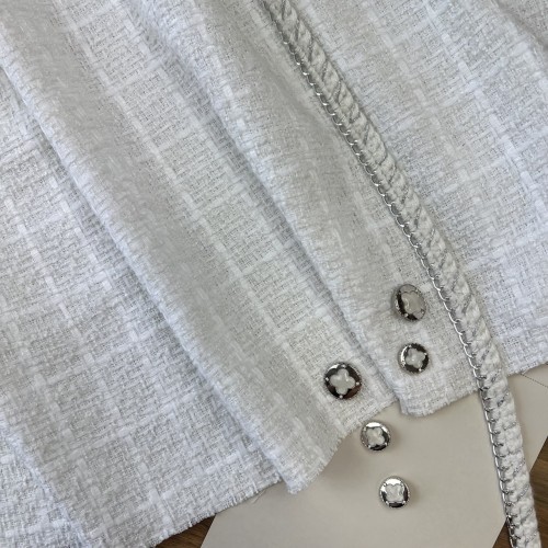 Ткань твид белый приглушенный матовый