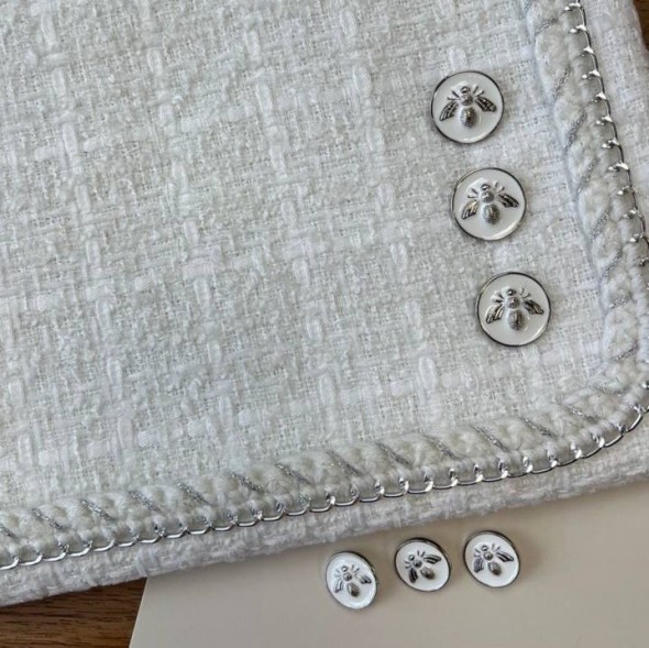 Ткань твид белый приглушенный матовый