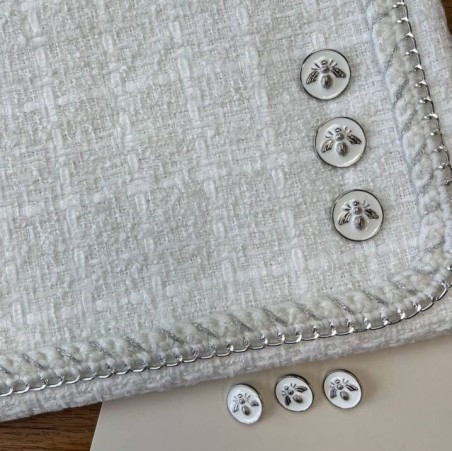 Ткань твид белый приглушенный матовый