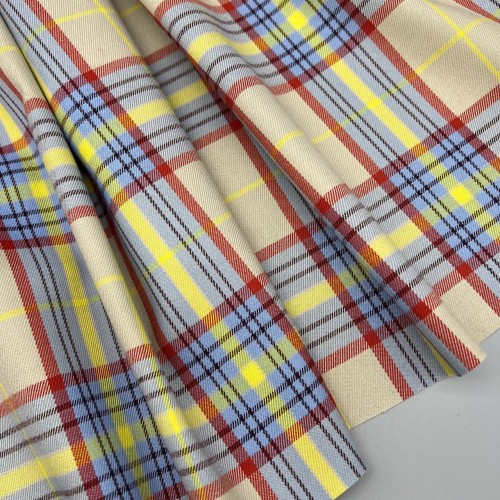 Ткань костюмная в клетку бежевого цвета  с яркими цветными нитями