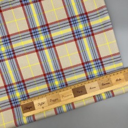 Ткань костюмная в клетку бежевого цвета  с яркими цветными нитями