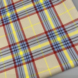 Ткань костюмная в клетку бежевого цвета  с яркими цветными нитями