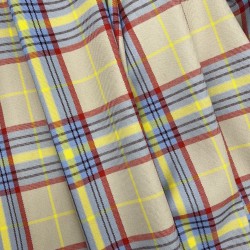 Ткань костюмная в клетку бежевого цвета  с яркими цветными нитями