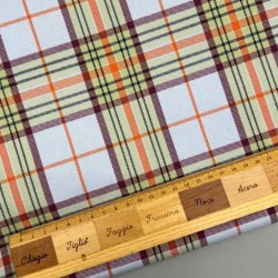 Ткань костюмная в клетку нежно-голубая с цветными нитями