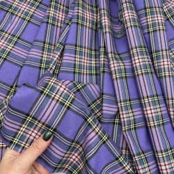 Ткань костюмная в клетку в сиреневых тонах