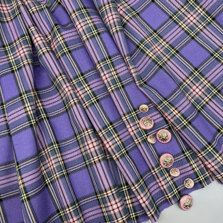 Ткань костюмная в клетку в сиреневых тонах