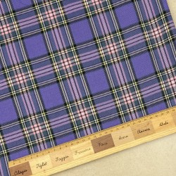 Ткань костюмная в клетку в сиреневых тонах