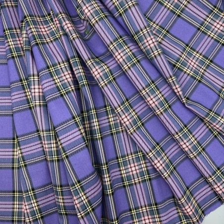 Ткань костюмная в клетку в сиреневых тонах