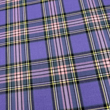 Ткань костюмная в клетку в сиреневых тонах
