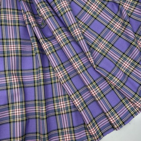 Ткань костюмная в клетку в сиреневых тонах