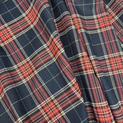 Ткань костюмная в клетку в сине-красных тонах