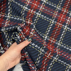Твид в клетку в сине-красных тонах