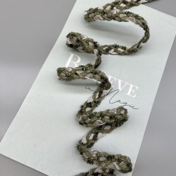 Тесьма плетеная серо-оливковая, 14 мм