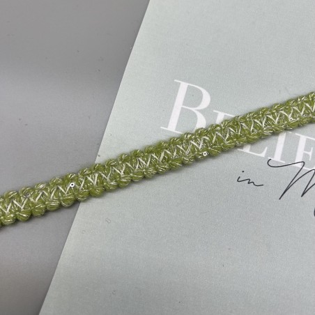 Тесьма текстильная зеленая с мелкими пайетками, 14 мм