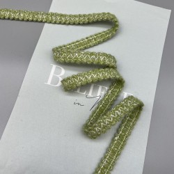 Тесьма текстильная зеленая с мелкими пайетками, 14 мм