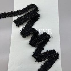 Тесьма текстильная  черная с люрексом , 20 мм