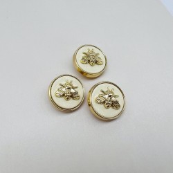 Пуговицы молочные с золотистыми мухами, 20 мм