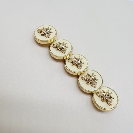 Пуговицы молочные с золотистыми мухами, 20 мм