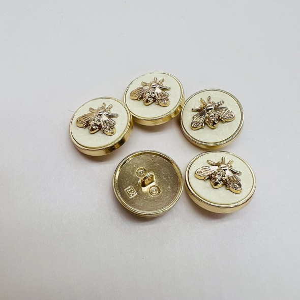 Пуговицы молочные с золотистыми мухами, 20 мм