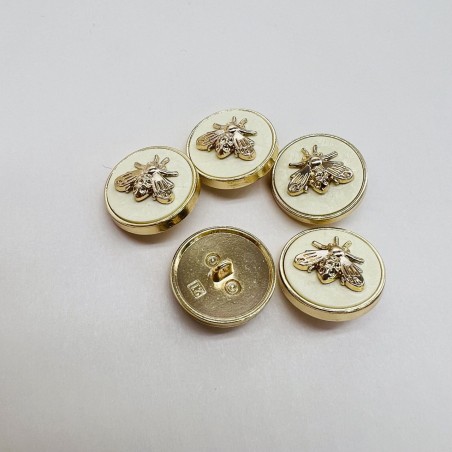Пуговицы молочные с золотистыми мухами, 20 мм