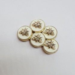 Пуговицы молочные с золотистыми мухами, 20 мм