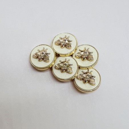 Пуговицы молочные с золотистыми мухами, 20 мм