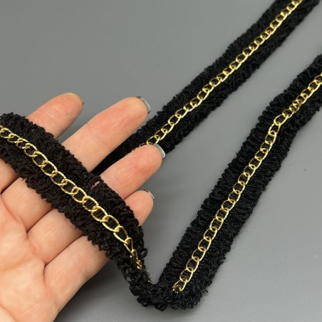 Тесьма бахрома текстильная с легкой золотистой цепочкой