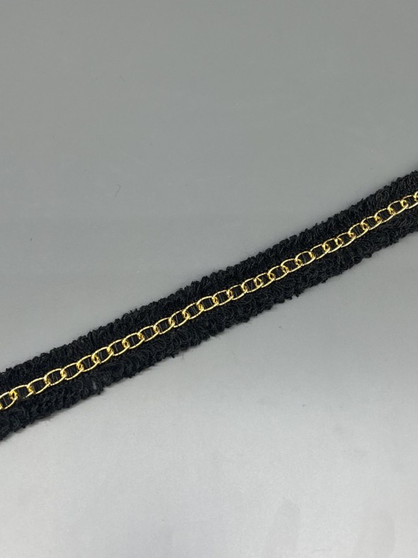 Тесьма бахрома текстильная с легкой золотистой цепочкой