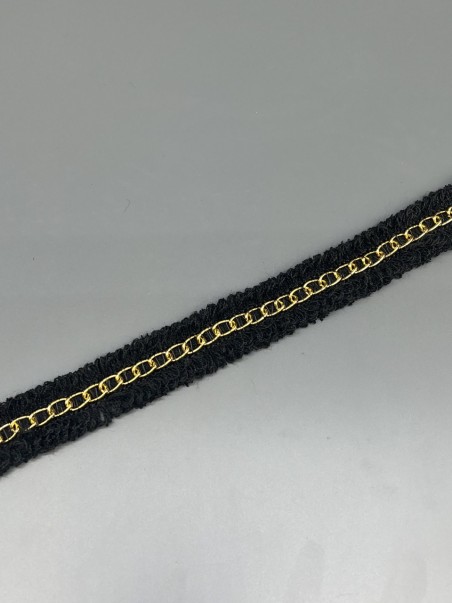 Тесьма бахрома текстильная с легкой золотистой цепочкой