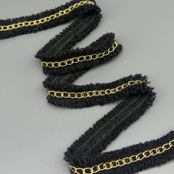 Тесьма бахрома текстильная с легкой золотистой цепочкой