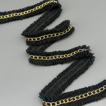 Тесьма бахрома текстильная с легкой золотистой цепочкой