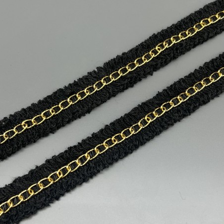 Тесьма бахрома текстильная с легкой золотистой цепочкой