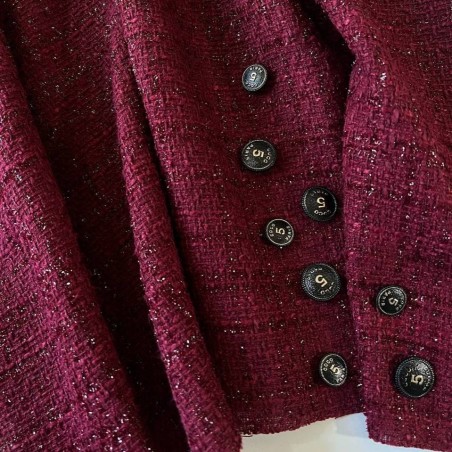 Твид однотонный бордовый с блестящей нитью в тон